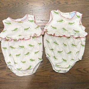Twin set! Bella Bliss Alligator Bubble 12 mo